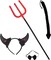 4E's Novelty 4 Pcs Black Devil Costume Set – Horns Headband, Tail, Pitchfork & Bowtie Accessories for Adults, Kids, Men & Women – Halloween Demon Costume Kit, Cosplay & Dress-Up Party Props